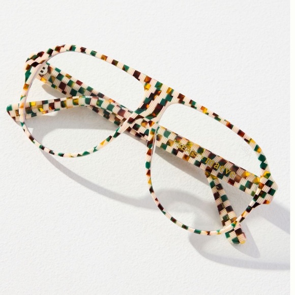 NEW! Anthropology I-Sea Maeve Multicolor Plaid Aviator Blue Blocker glasses - Picture 1 of 9